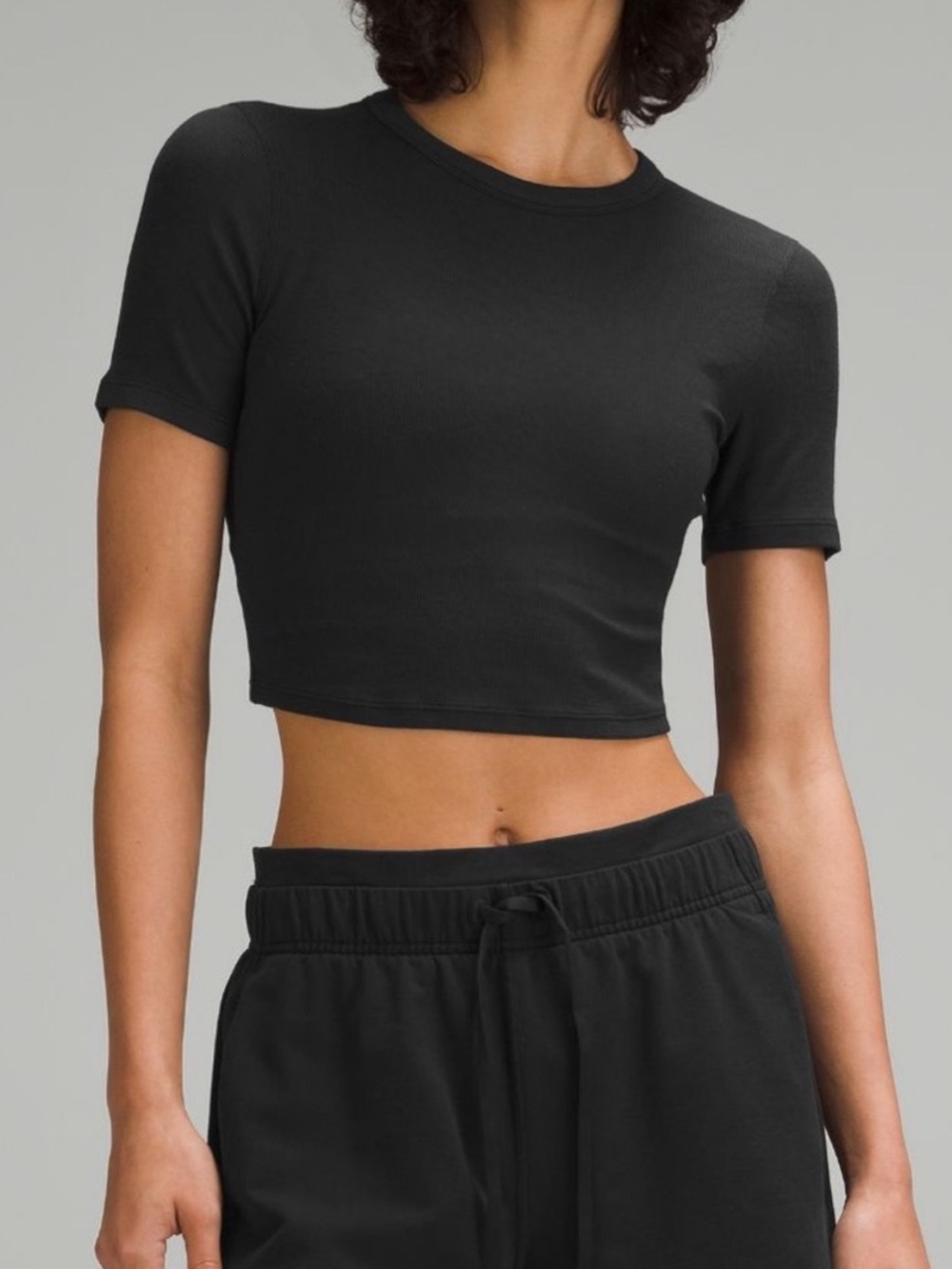 Lululemon Hold Tight Cropped Ribbed Tee Black Size 4
